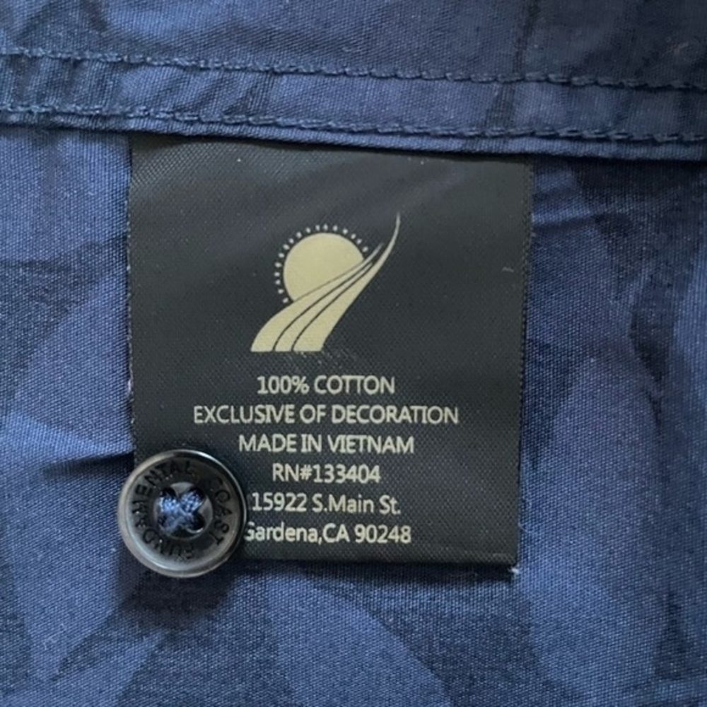 Fundamental Coast Men's Blue Westport Tropical Palm Print Shirt L Cotton EXC - Picture 8 of 8